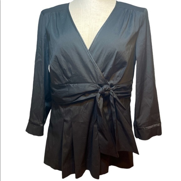 Ann Taylor blouse V Neck womens top pleated long sleeve NWT Sz 8 - Picture 1 of 11
